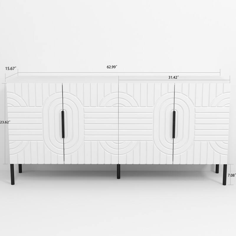 Chic Elegance 63-Inch White TV Stand - Fits Up to 65" TV - 63" in Width