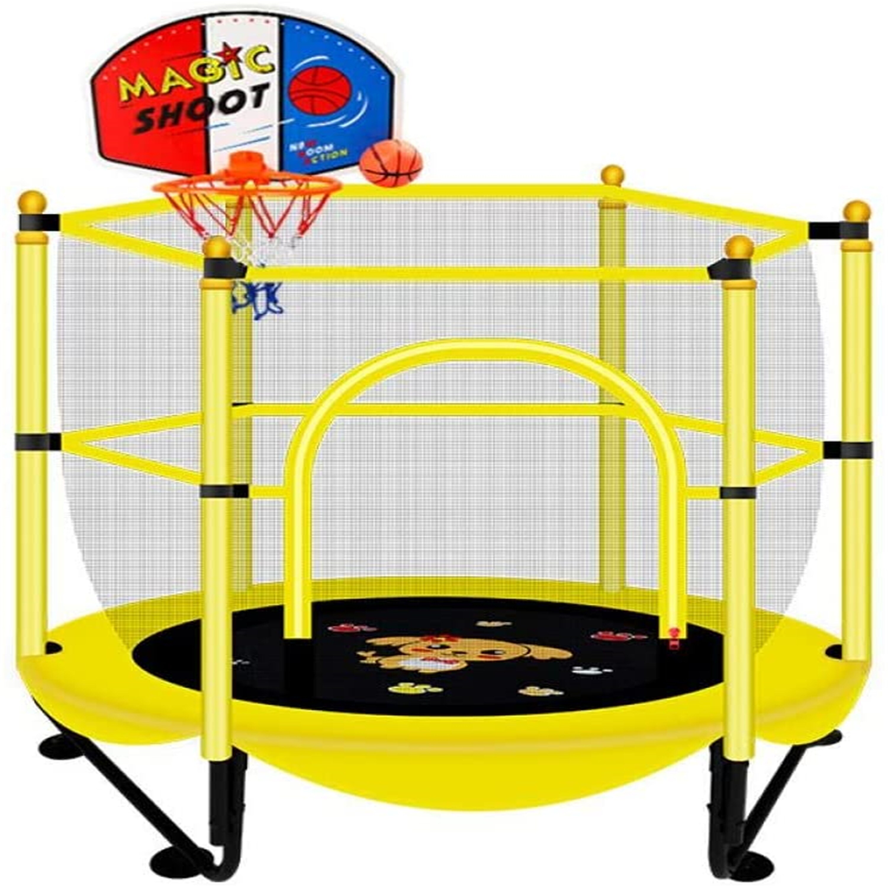 Tænke stress Vågn op 59undefinedundefined Trampoline for Kids with Safety Enclosure, Hanging  Basketball Hoop Jumping Bed, Load 220 Ibs - - 31457468