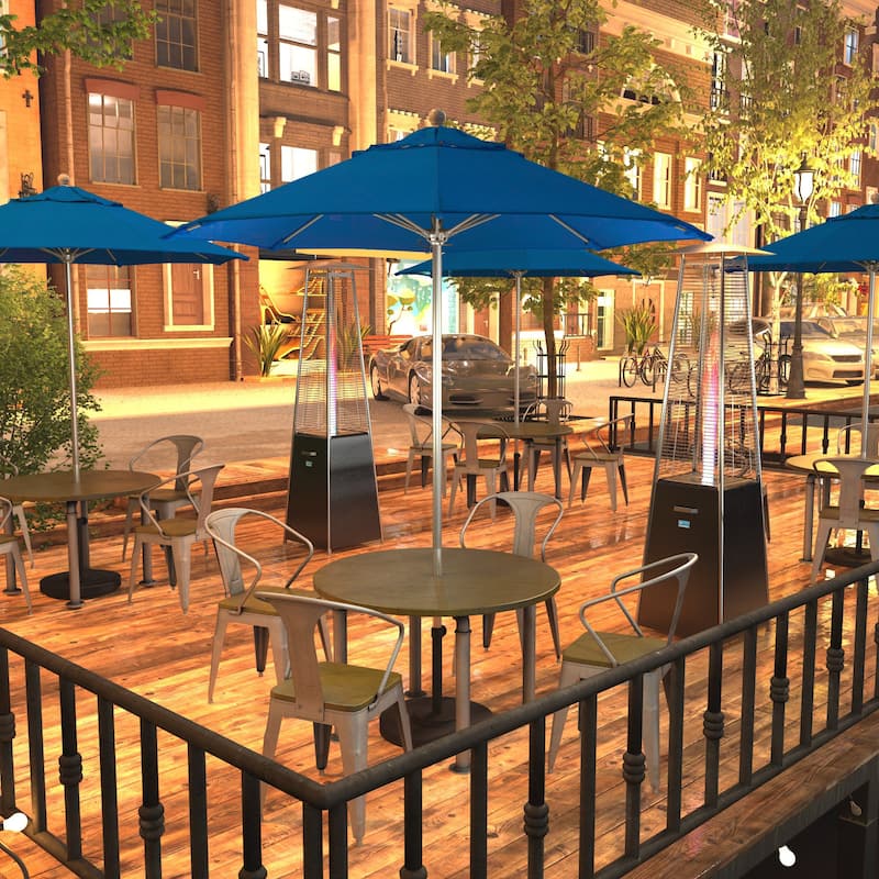 California Umbrella 75' Venture Series Patio Umbrella, Silver Aluminum Pole Fiberglass Ribs Push Lift Pacifica - Pacific Blue