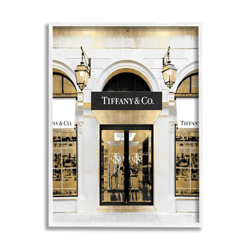 Stupell Designer Jewelry Storefront Urban Glam Fashion Photography Framed Wall Art - Gold - 24 x 30 - White