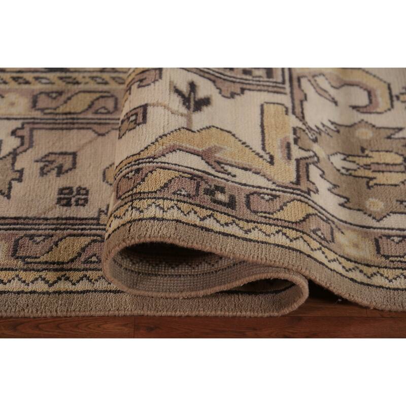 Brown Transitional Oushak Indian Area Rug Handmade Wool Carpet - 9'2"x 11'8"