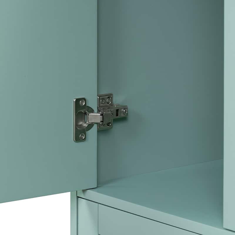 36 Inch Modern Green Bathroom Vanity with USB Charging, Resin Sink, 2 Doors and 3 Drawers