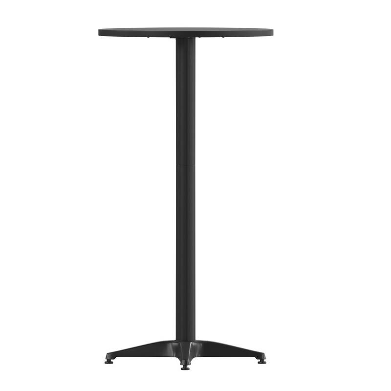 Indoor/Outdoor 23.5" Aluminum Round Bar Height Table with Cross Base