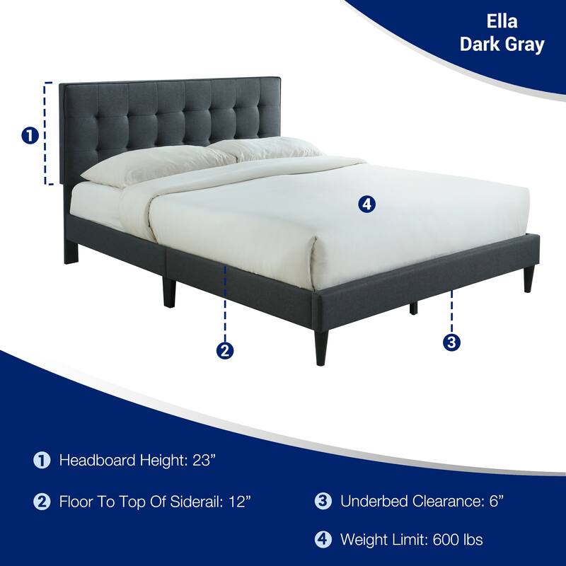 Ella by Ovis Upholstered Tufted Platform Bed Frame
