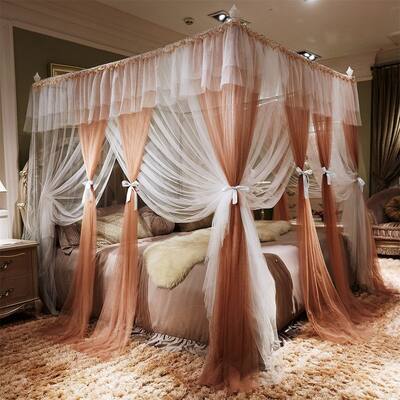 Luxury 4 Corners Post Canopy Bed Curtains