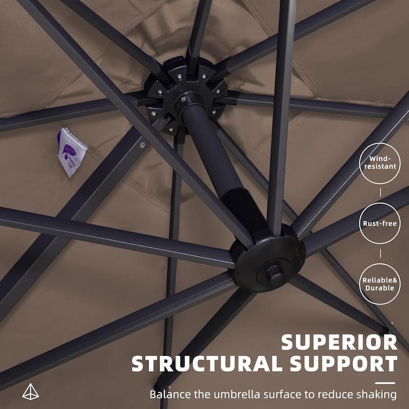 PURPLE LEAF 8 ft Square 360 Degree Rotation Patio Cantilever Umbrella