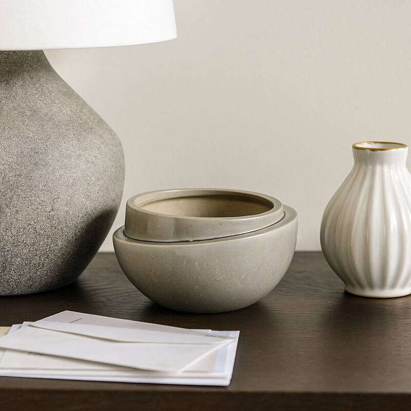 Round Layered Decorative Bowl - Abstract Pattern - 9", Gray - 9.0" - Gray - 9.0"