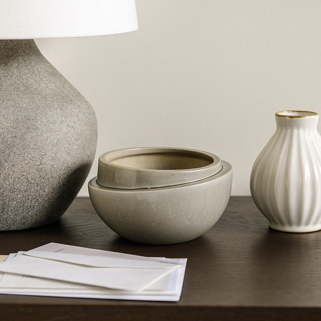 Round Layered Decorative Bowl - Abstract Pattern - 9", Gray - 9.0"