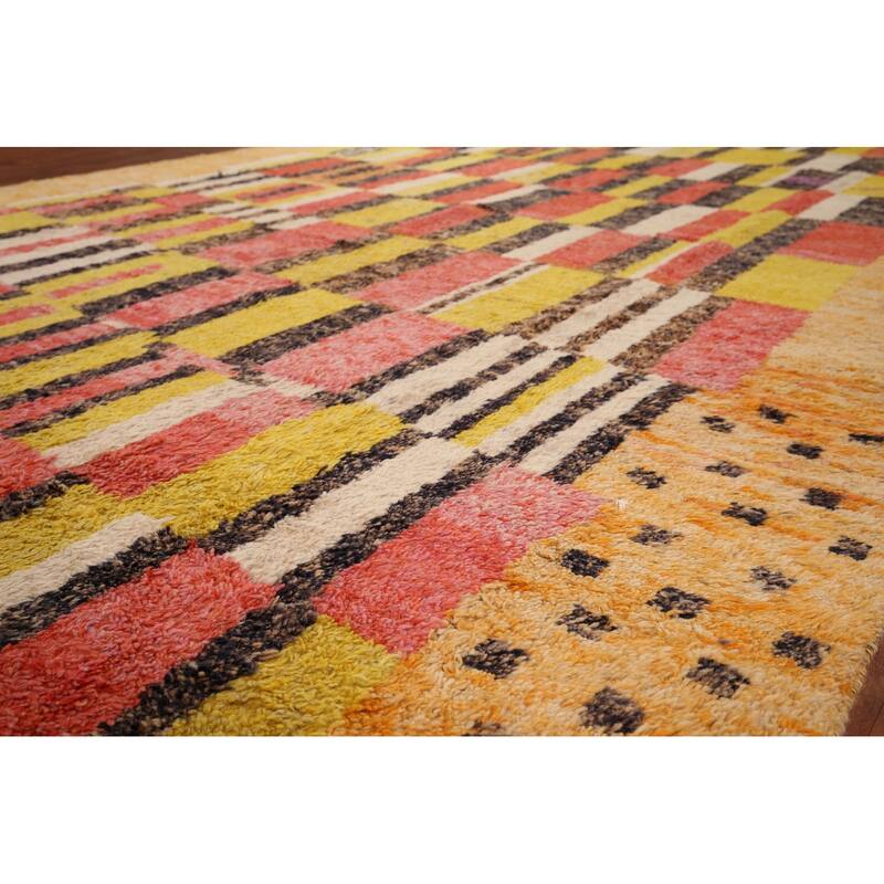 Plush Moroccan Oriental Area Rug Hand-Knotted Geometric Wool Carpet - 8'11" x 12'9"