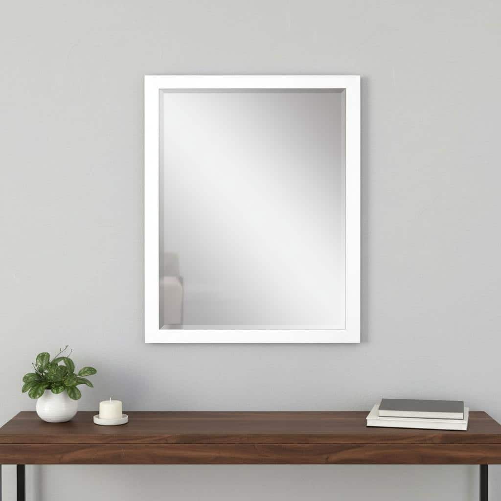 HomeRoots 31" White Framed Accent Mirror - 25.00 in. x 31.00 in. x 2.00 in.
