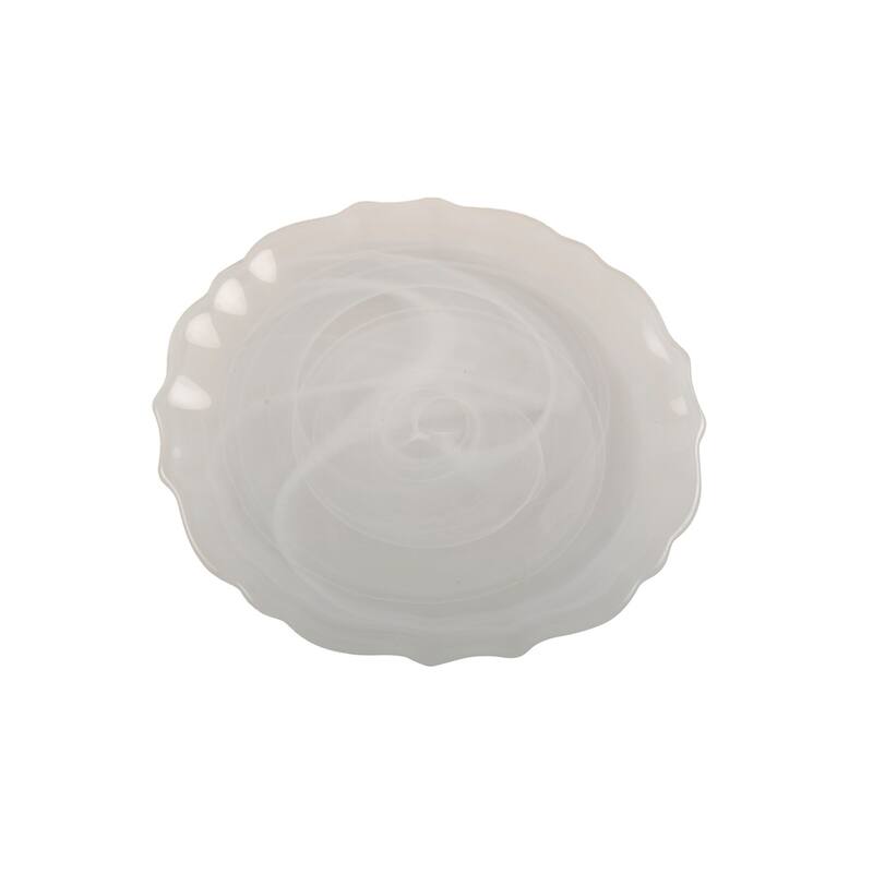Swirl Glass White Salad Plate 8" Dia -A - Alabaster White