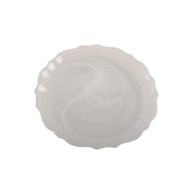 Swirl Glass White Salad Plate 8" Dia -A - Alabaster White