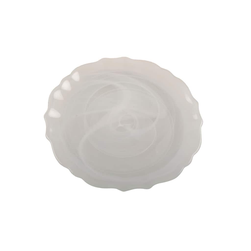 Swirl Glass White Salad Plate 8" Dia -A - Alabaster White