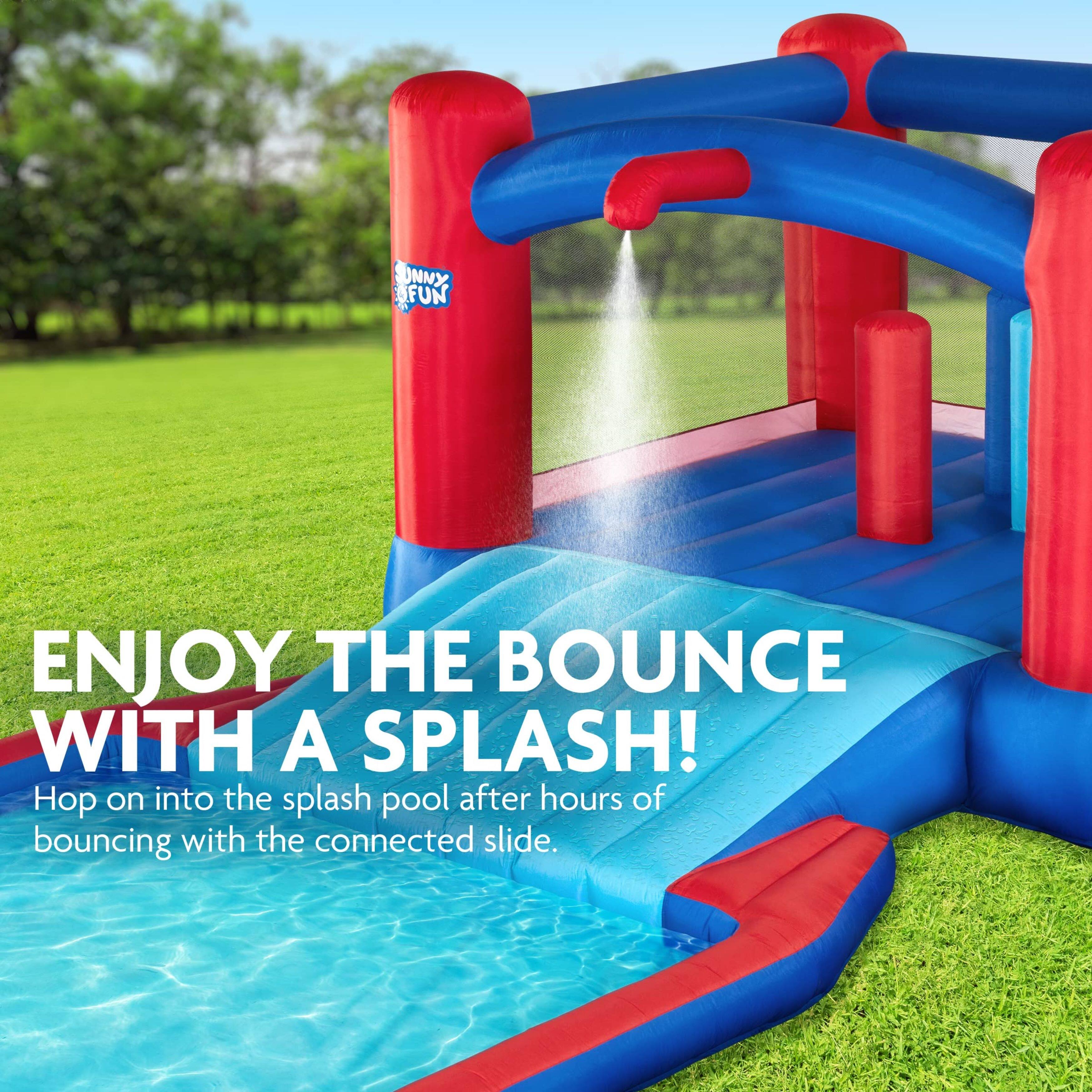 Sunny & Fun Slide N' Splash Inflatable Water Slide Park & Bounce House