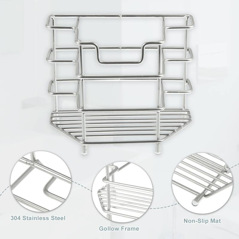 3 Slots 304 Stainless Steel Toothbrush Holder, Toothpaste Holder Stand