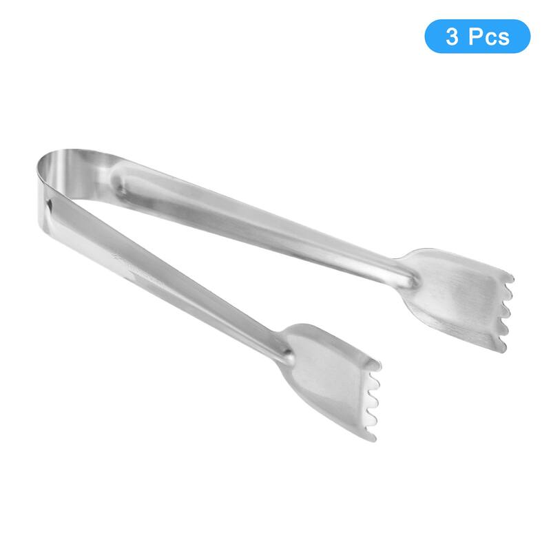 Serving Tongs, 3pcs 6.5 Inch Stainless Steel Ice Tong for Bar, Cafe - Silver