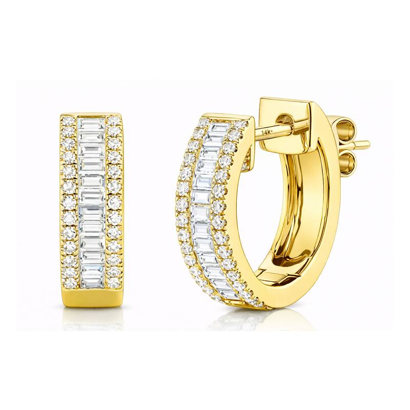 Auriya 14k Gold Lab Grown Diamond Fashion Hoop Earrings 2.70 ct. tw. (F-G VS) - White - Yellow - 2.7