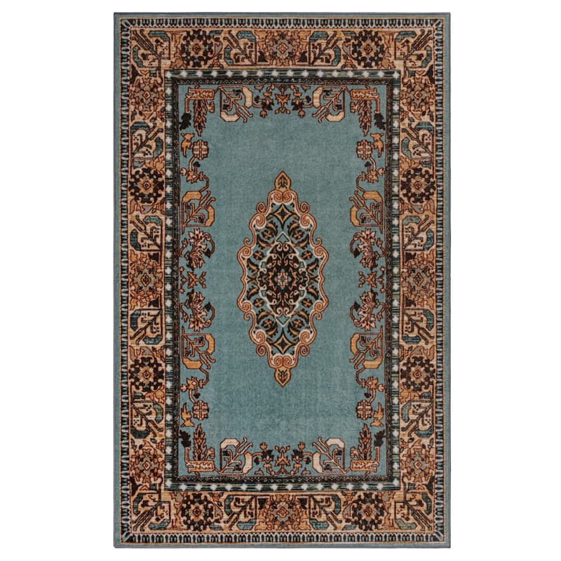 Superior Floral Scroll Medallion Washable Indoor Runner or Area Rug