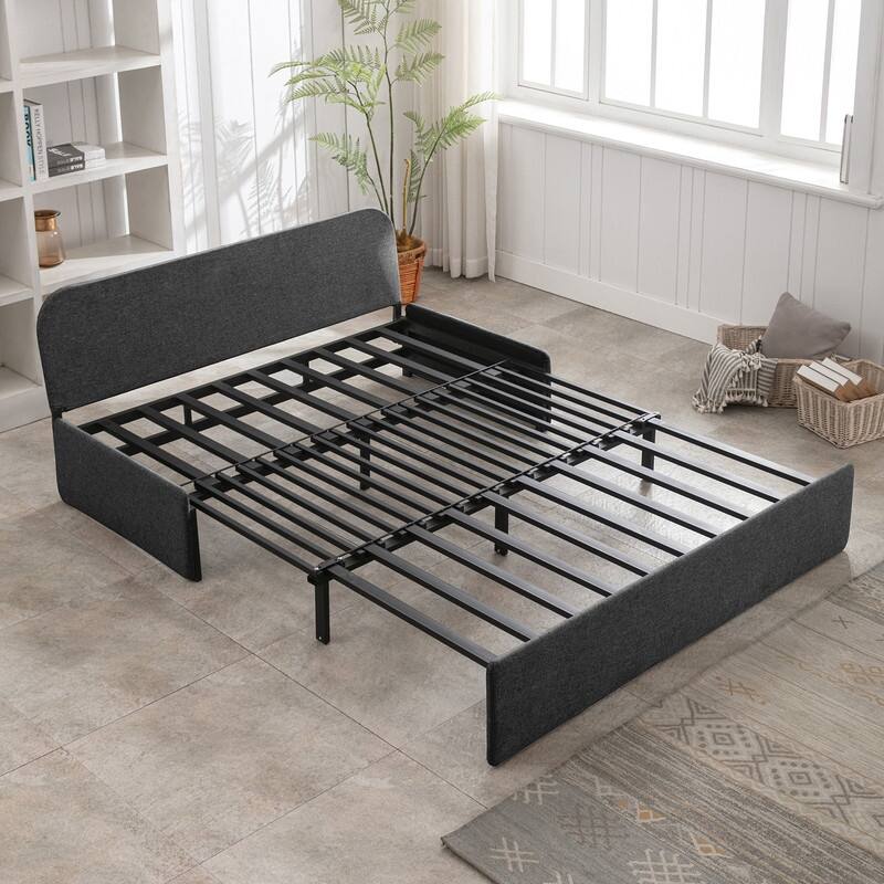 Mixoy Linen 2-in-1 Convertible Sofa Bed,Twin/Queen Pull Out Sleeper Sofa with Mattress,Cushions