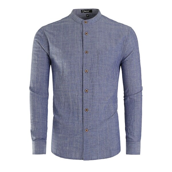 mens mandarin collar shirt casual
