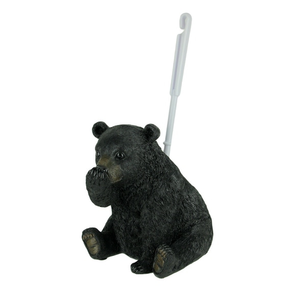 Stinky Pete Black Bear Holding Nose Rustic Toilet Brush and Holder Set - 14.25 X 7.5 X 6.75 inches
