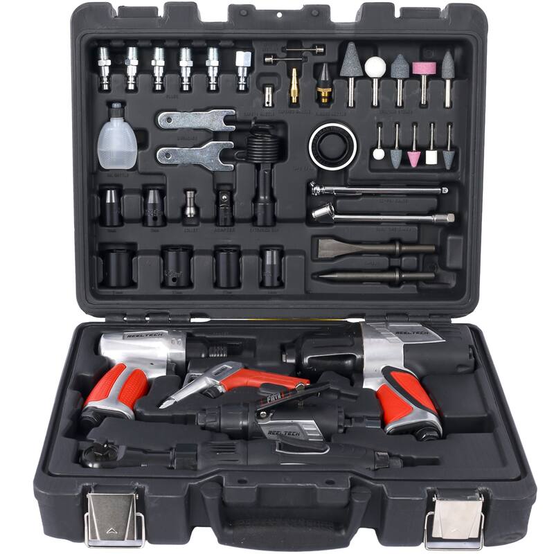 44-Piece Professional Air Tool Accessory Kit with Storage Case - 16"Lx10"Wx5"H - Black