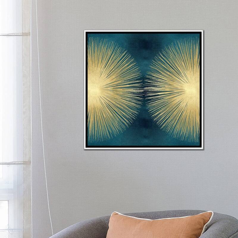 iCanvas "Sunburst Gold On Teal II" by Abby Young Framed Canvas Print