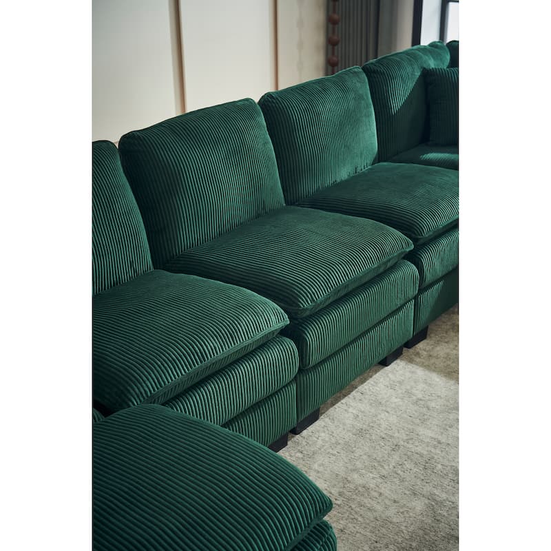 Modern U-Shaped 6-seat Modular Sectional Sofa with 1 Ottoman & 3 Toss Pillows