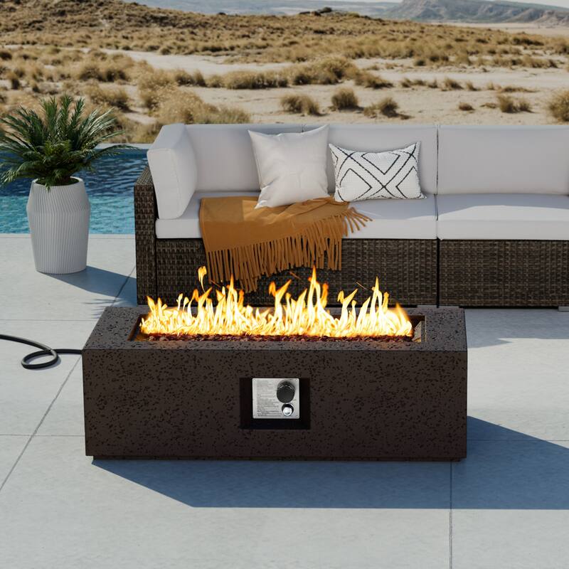 COSIEST 42'' Outdoor Rectangle Propane Fire Pit Table, 50000BTU - 42"*17"*13"