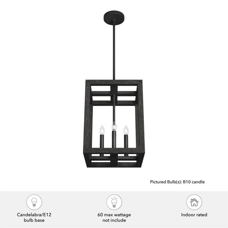 Hunter Squire Manor 12" 4-Light Pendant - Island, Dining Room, Entry - Modern Farmhouse, Transitional, Candle, Caged