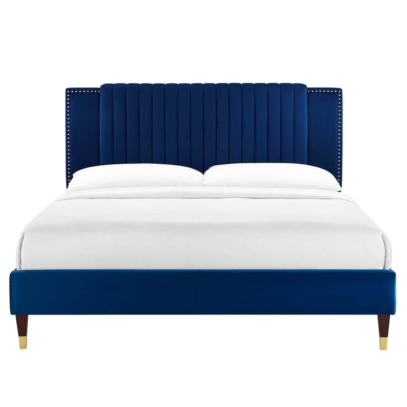 Zahra Channel Tufted Performance Velvet Queen Platform Bed