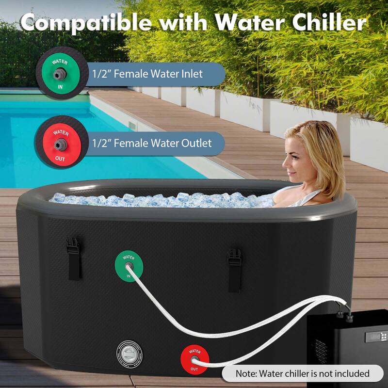 Costway XL 129 Gal Oval Ice Bath Tub for Athletes with Cover Hand Pump - See Details