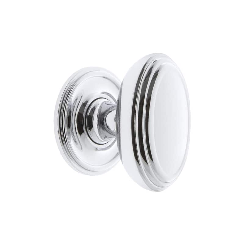 Grandeur ANNE-BRASS-KNOB-GEO Anneau 1-3/4" Solid Metal Flat Oval - Bright Chrome