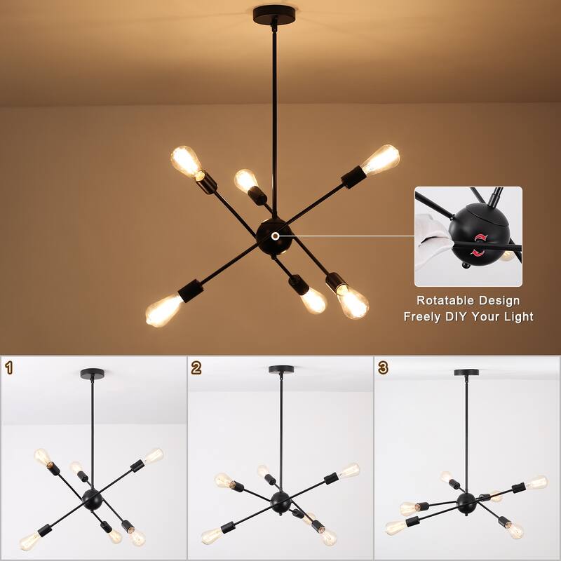 6-Light Sputnik Chandelier for Living Room Bedroom