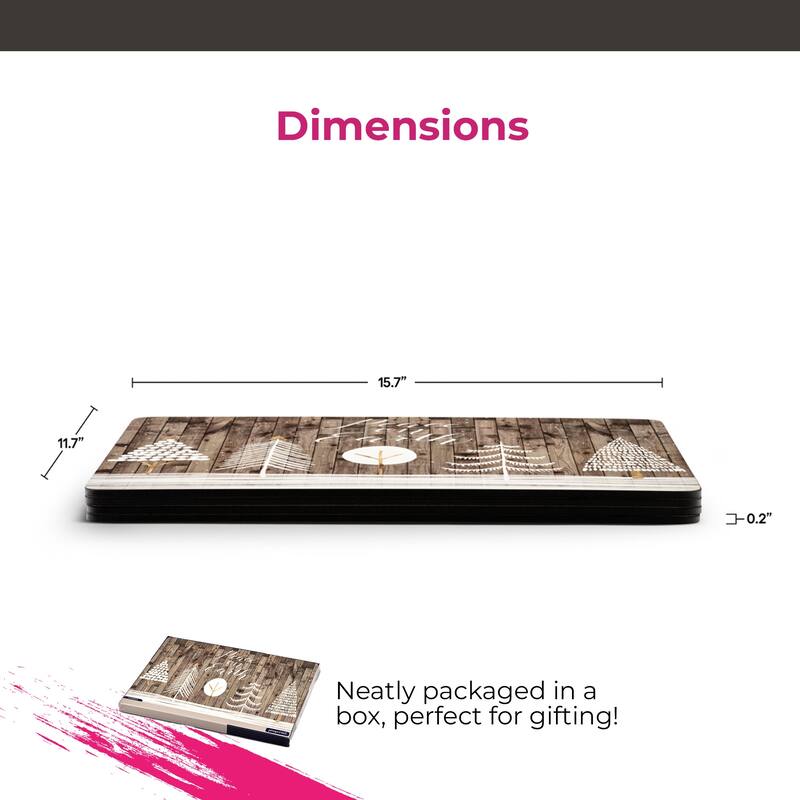 Pimpernel Set of 4 Wooden White Christmas Placemats - 15.7" L x 11.7" W