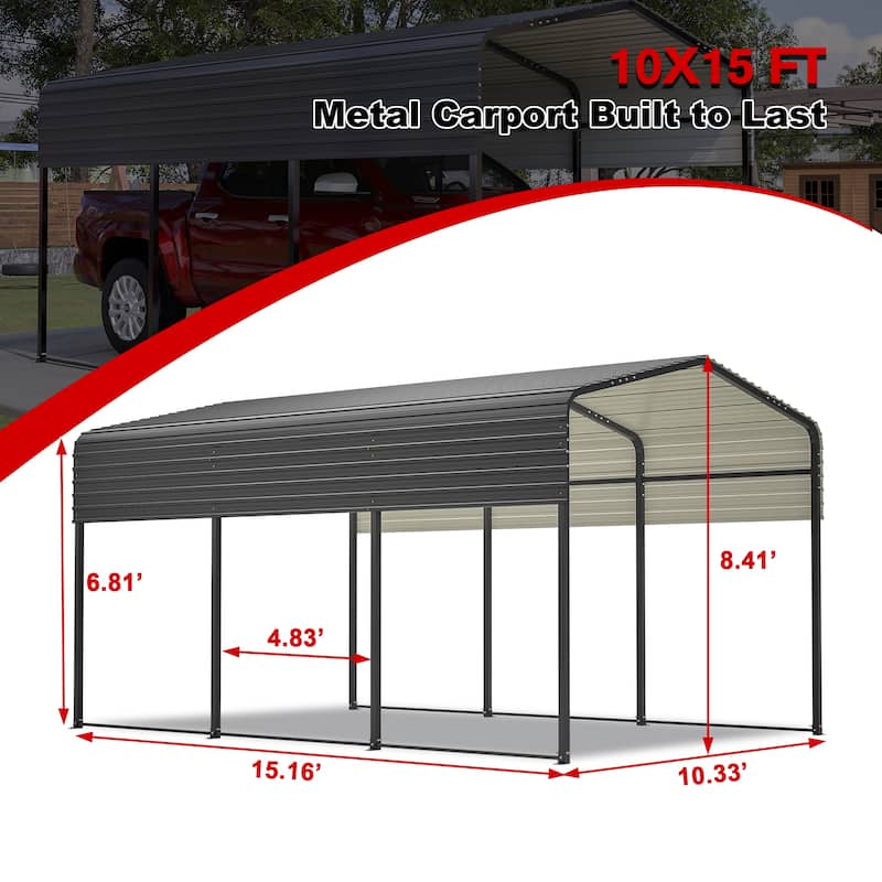 GDFStudio - Oliver Heavy Duty Outdoor Metal Carport with Waterproof Tarpaulin and Reinforced Base