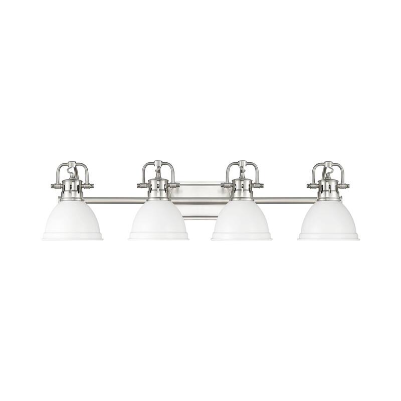 Yep by Golden Lighting Duncan 4-light Vanity in Pewter and Matte White shade