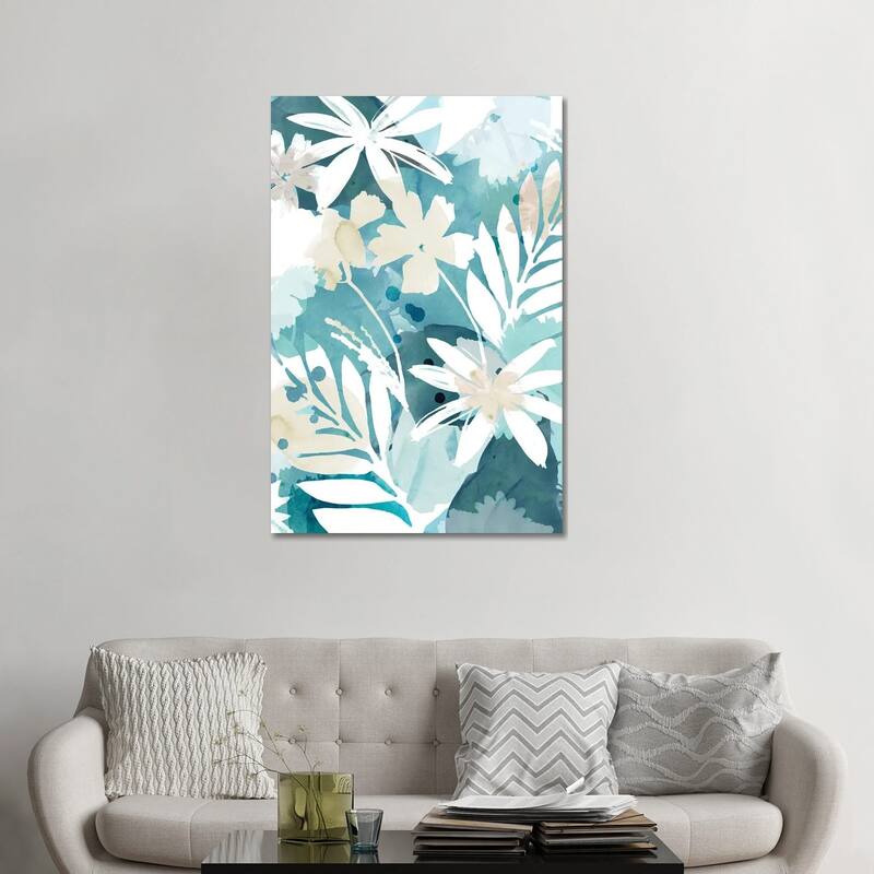 iCanvas "Soft Blue Floral I" by Flora Kouta Canvas Print - 48x32x1.5