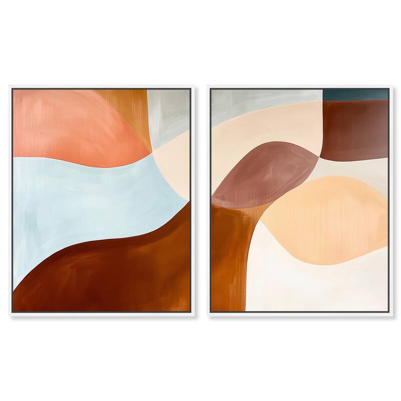 Shapes Revisited II Canvas Set of 2 by Art Remedy - 24" x 30" - White