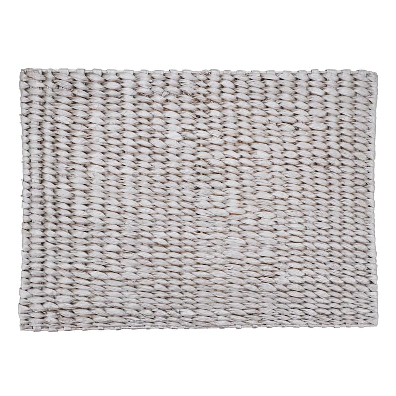 Water Hyacinth Placemats With Woven Design (Set of 4) - 14"x19" - Set of 4 - Silver
