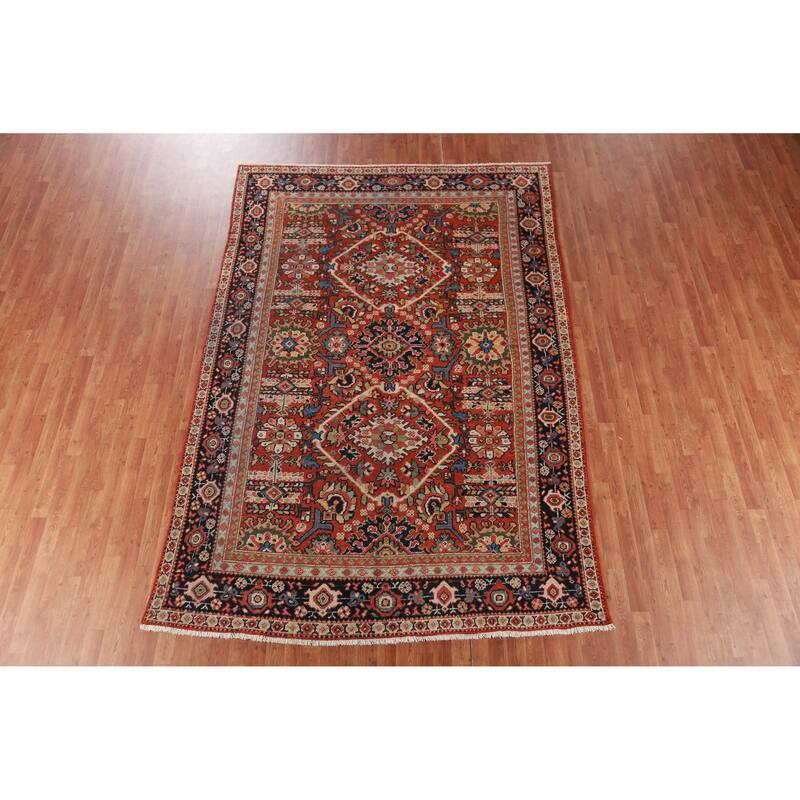 Hand Knotted Oriental 100% Wool Carpet Traditional Floral Oranges & Rust Mahal Area Rug - 10' 6'' X 7' 0''