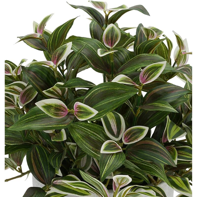 Faux Wandering Jew Plant in Gold/ White Ceramic Vase - 16"