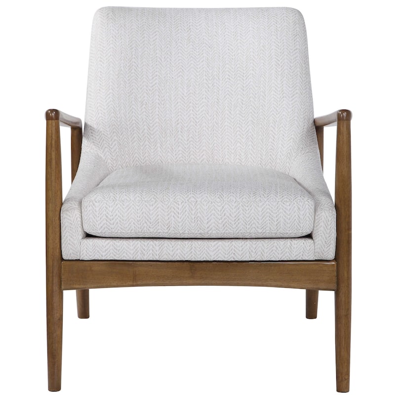 32" White and Brown Contemporary Accent Chair