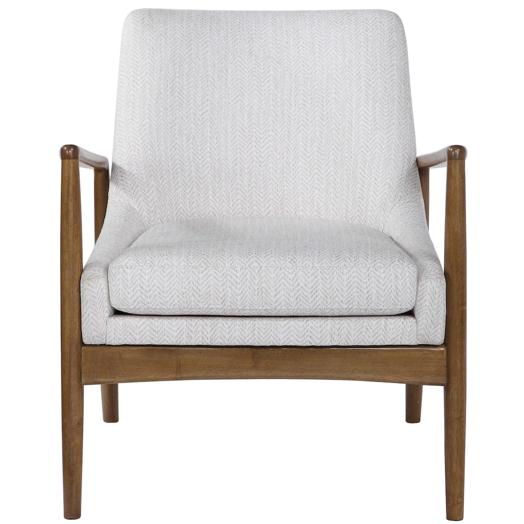 32" White and Brown Contemporary Accent Chair