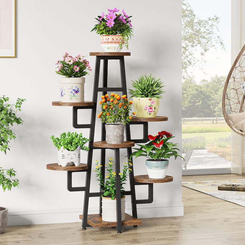 7 Tier Plant Stand Indoor, Tall Plant Shelf for Multiple Plants, Wooden Corner Plant Pots Holder Rack Flower Stand Shelf