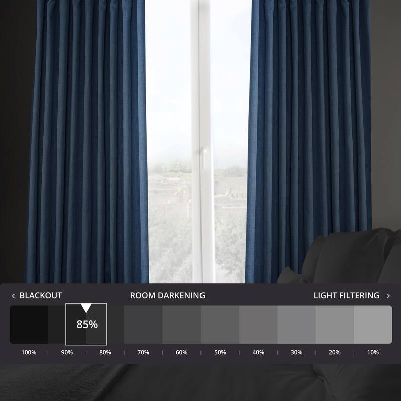 Exclusive Fabrics Faux Linen Extra Wide Room Darkening Curtains Panel - Versatile Privacy Drapery for Wide Windows (1 Panel)