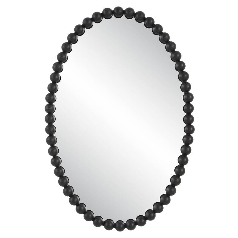 Uttermost 09876 Serna 20" W x 30" H Oval Framed Bathroom Mirror - Matte Black