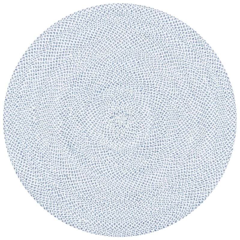 SAFAVIEH, Handmade Handmade Insa Country Geometric Polyester Rug - 5' Round - Blue/Ivory