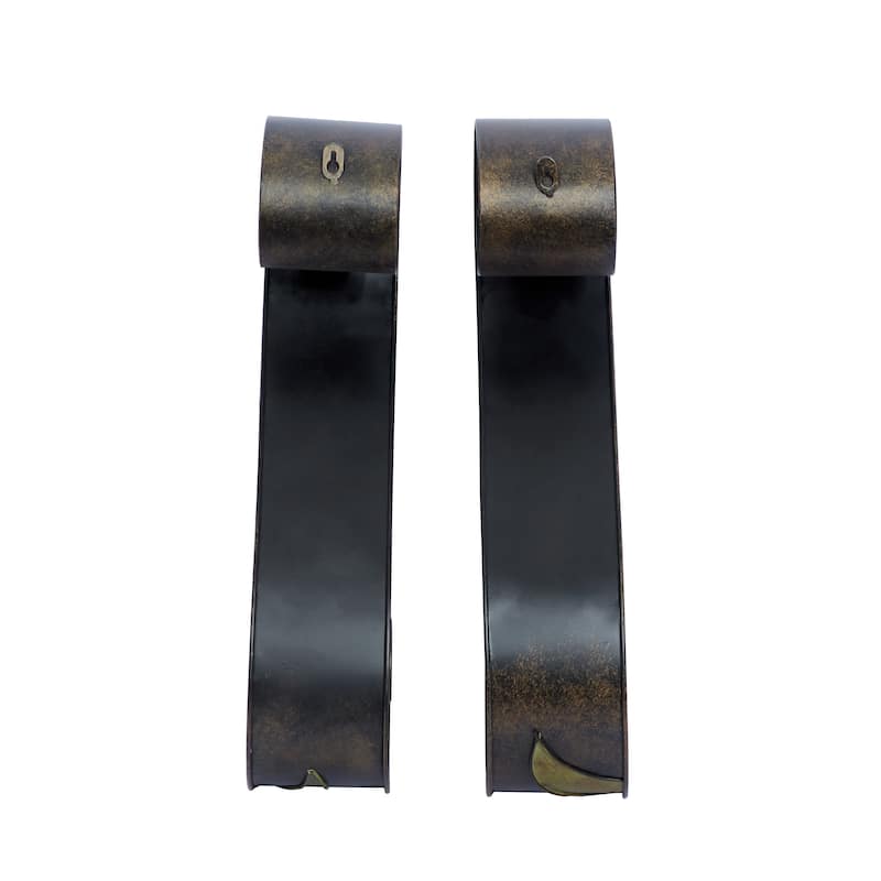 Black Metal 2 Candle Wall Sconce (Set of 2) - 5 x 7 x 19