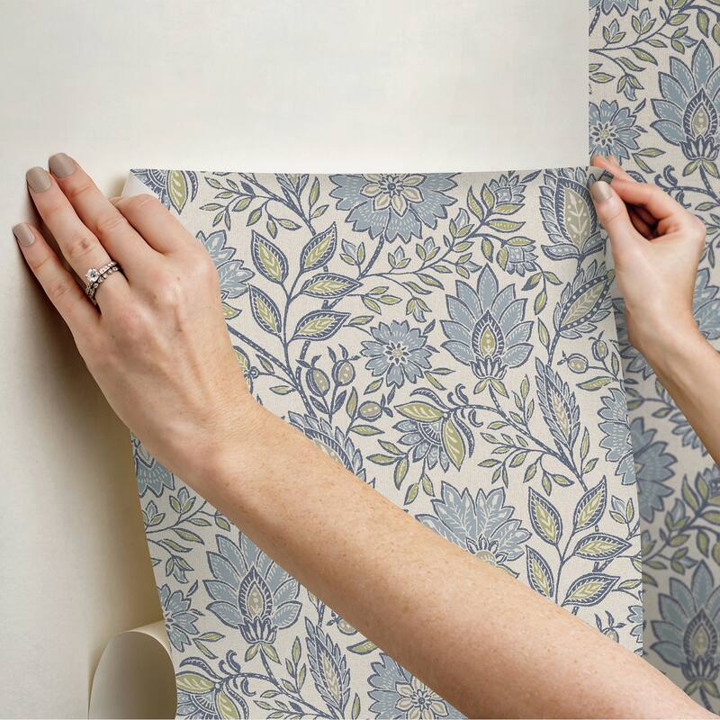 NuWallpaper Waverly Indira Aster Blue Peel and Stick Wallpaper - N/A